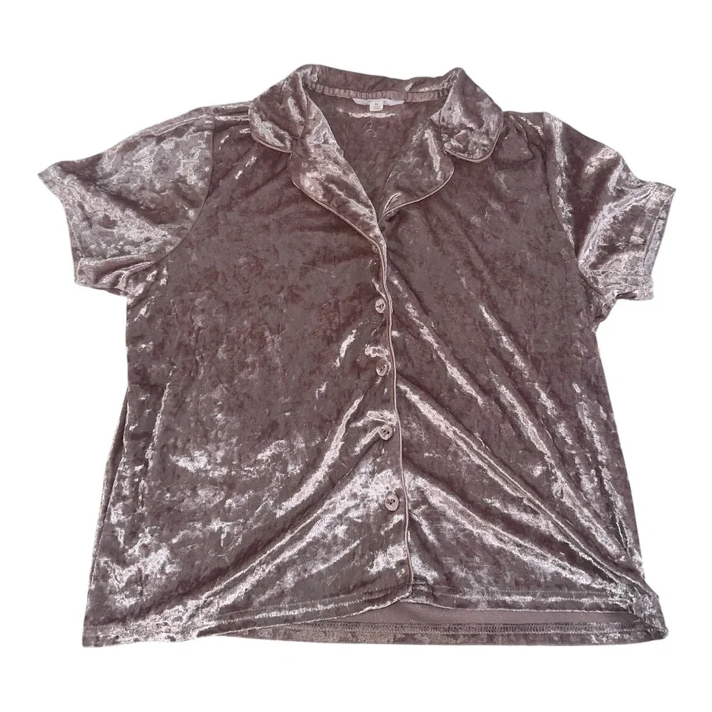 Danskin Dusty Pink Crushed Velvet Sleepwear Pajama Set Top and Shorts Size M